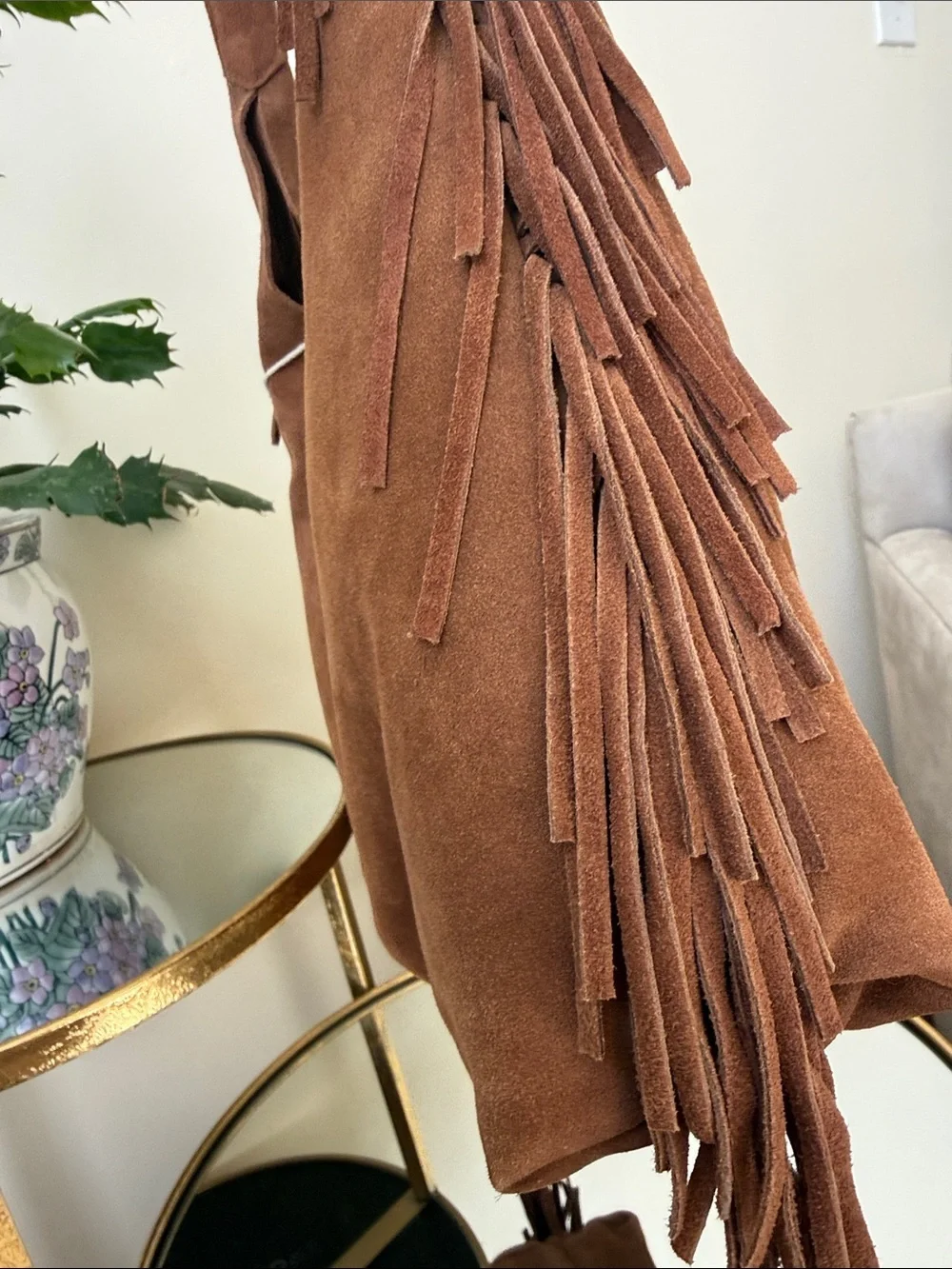Haute Hippie Brown Suede Hobo Shoulder Bag